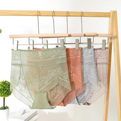 Кружевное нижнее белье с высокой талией для женщин, бесшовные трусики из чистого хлопка, утягивающие промежность, женские трусики, сексуальные, большого размера