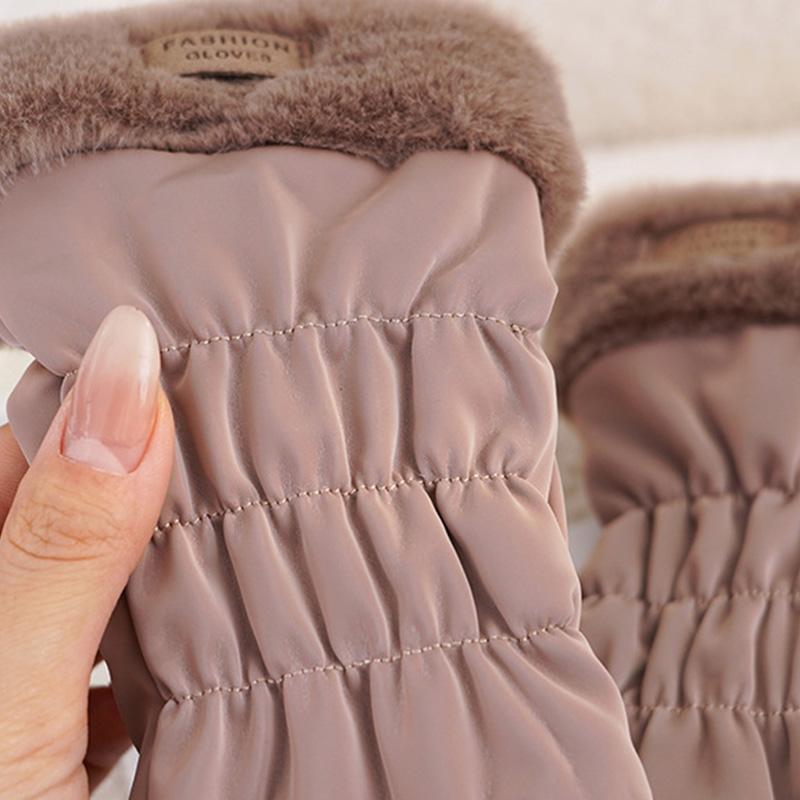 Женские зимние плюшевые толстые милые перчатки от холода и снега в корейском стиле с сенсорным экраном, брызгозащитные перчатки