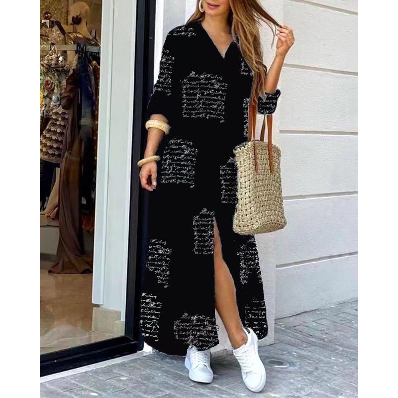 Women's Spring/Autumn Fashion: Sensual Single-Breasted Button-Down Shirt Dress Loose-Fitting Polo Neck Dress