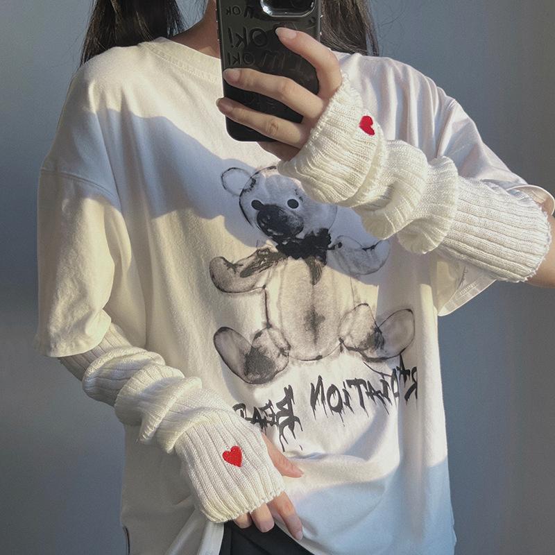 1 пара милых повседневных однотонных перчаток со звездами в стиле панк, длинные перчатки без пальцев для женщин и девочек, нарукавники в стиле Лолиты, подарки