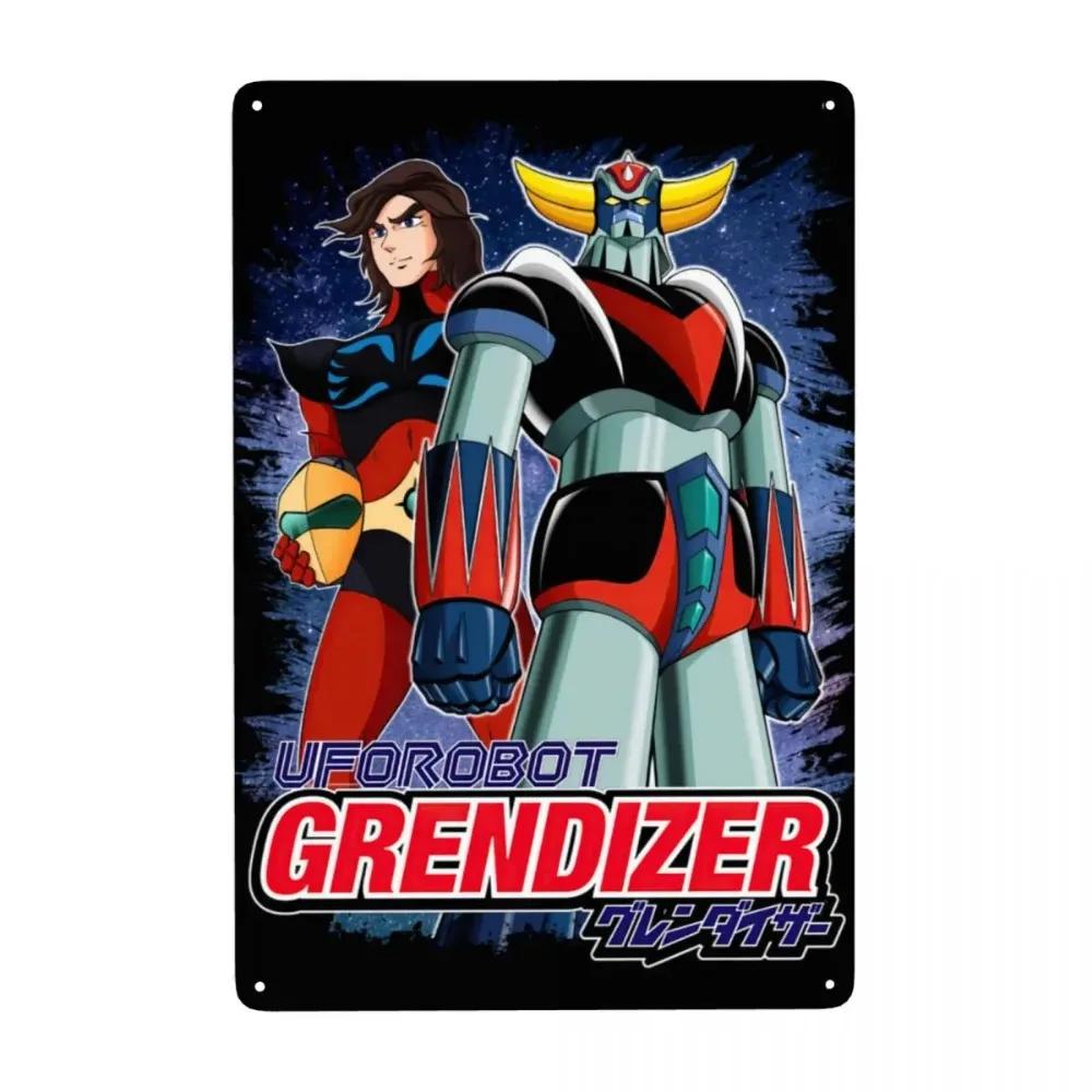 Vintage Goldorak Grendizer Metal Tin Sign Custom Anime UFO Robot Wall Art Decor for Pub Cafe Yard Rectangle Plaque
