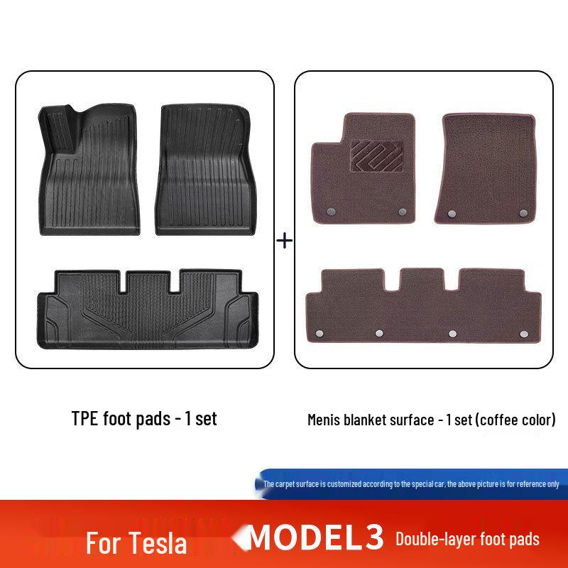 Custom TPE Floor and Trunk Mats for Tesla Model 3 Refresh Edition (Compatible with 25 Models)
