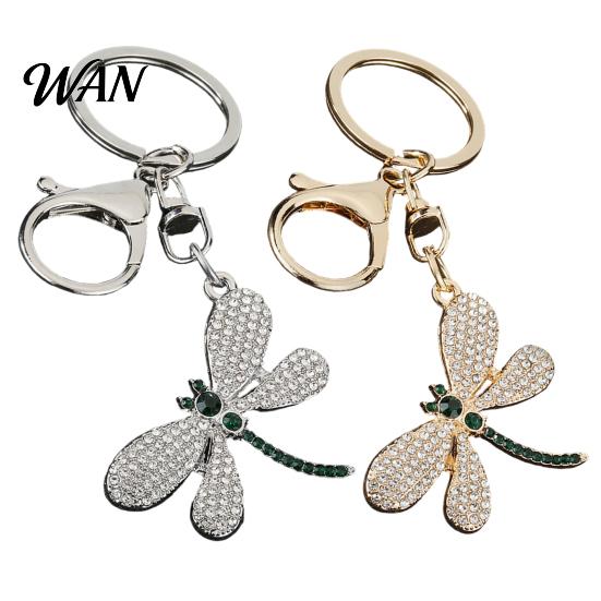 Bag Decoration Pendant Rhinestones Dragonfly Charm Zinc Alloy Keychain Durable Electroplated Finish Easy Hang Lobster Clasp Key Holder Lightweight