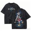 Kingdom hearts Постиранная футболка Одежда на весь год Высокое качество Индивидуальность Одежда Большой размер Унисекс Новая модель Постиранный Винтажный Свободный