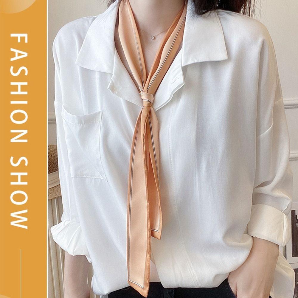 Ribbon Headband Printing Tie French Printed Scarf Silk Scarf Korean Style Scarves Small Long Scarf