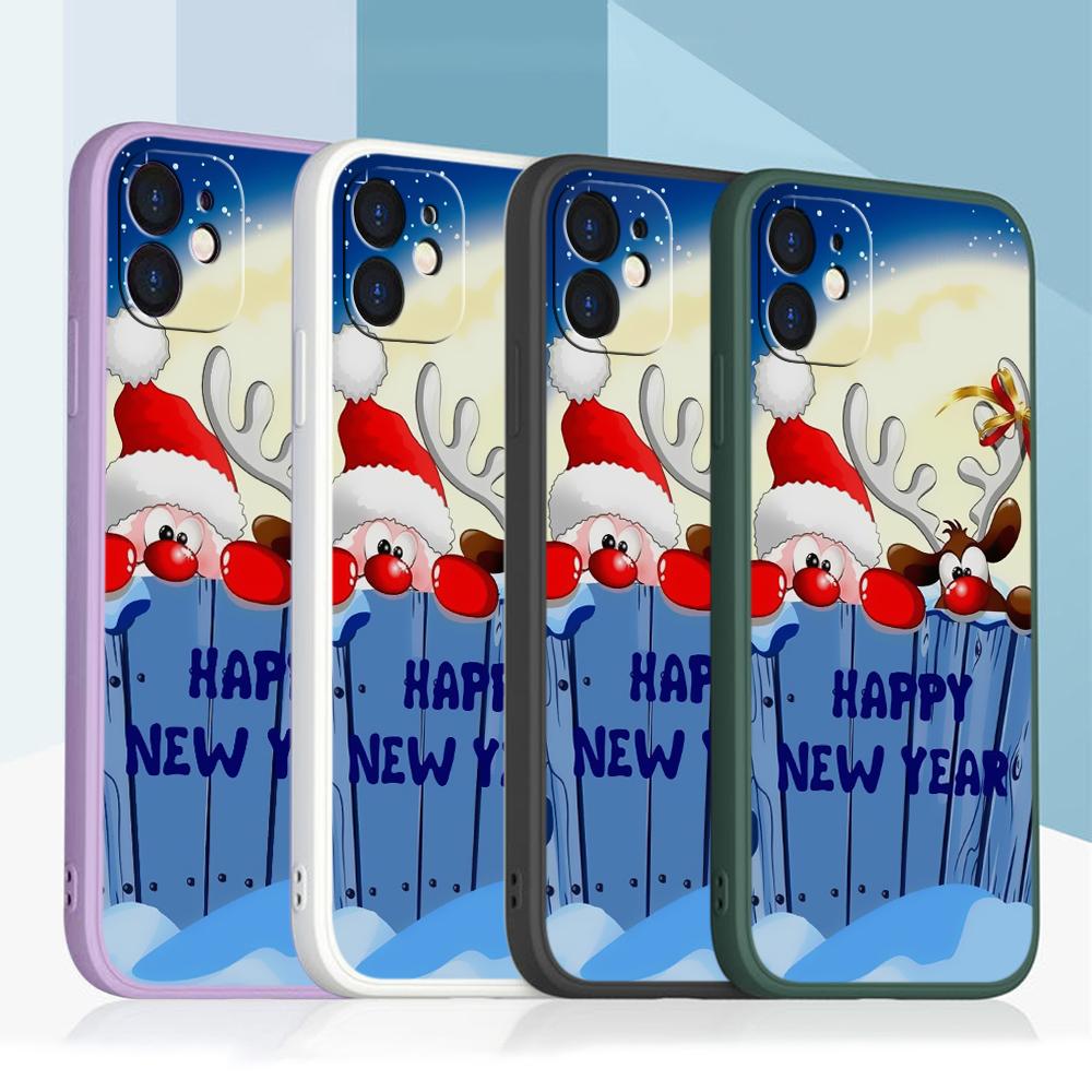 Samsung Galaxy A24 A54 A14 A23 для iPhone 11 12 13 14 15 Pro Max Xiaomi Redmi 13C Huawei Straight Edge Мягкий чехол для телефона A2 Новогодний рождественский дизайн