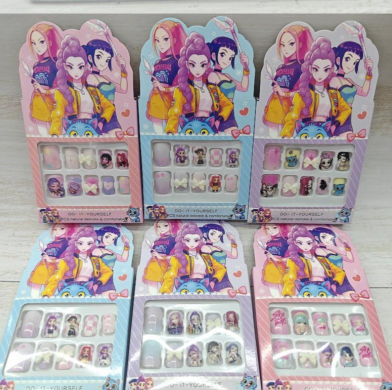 Hot Kpop Demon Hunter Girl Group Boutique Children's Girls Exquisite Wearable Nail Stickers Toy Gifts