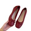 Небольшое увеличение внутренней высоты с квадратной головкой красные плоские одинарные туфли женские летние новые балетки в стиле ретро с бантом Doudou