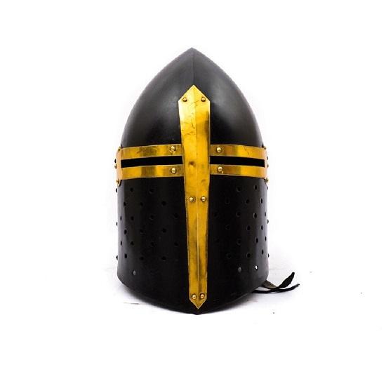 Средневековые доспехи Templar Knight Sugarloaf Black Finish Helmet