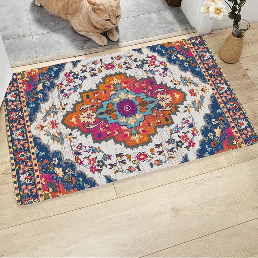 1Pcs Anti Fatigue Kitchen Rugs Bohemian Style Waterproof Non-Slip Thick Cushioned Kitchen Mat Heavy Duty Comfort Standing Mat for Kitchen