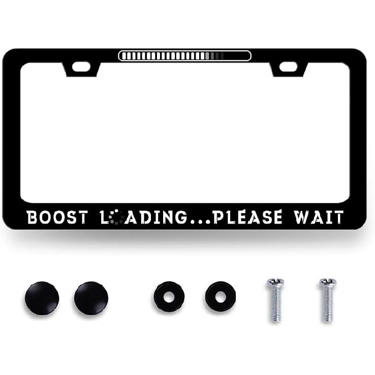 Blue Boho Flowers License Plate Frame Cute Floral License Plate Personalise Auto Parts For Men Women Car Decoration Stainless Steel Funny License