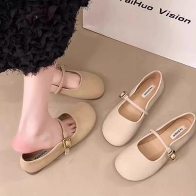 Весна 2025 новые туфли-лодочки Мэри Джейн с пряжкой в стиле Сяосянфэн, универсальные французские туфли-лодочки с мелким вырезом, женские