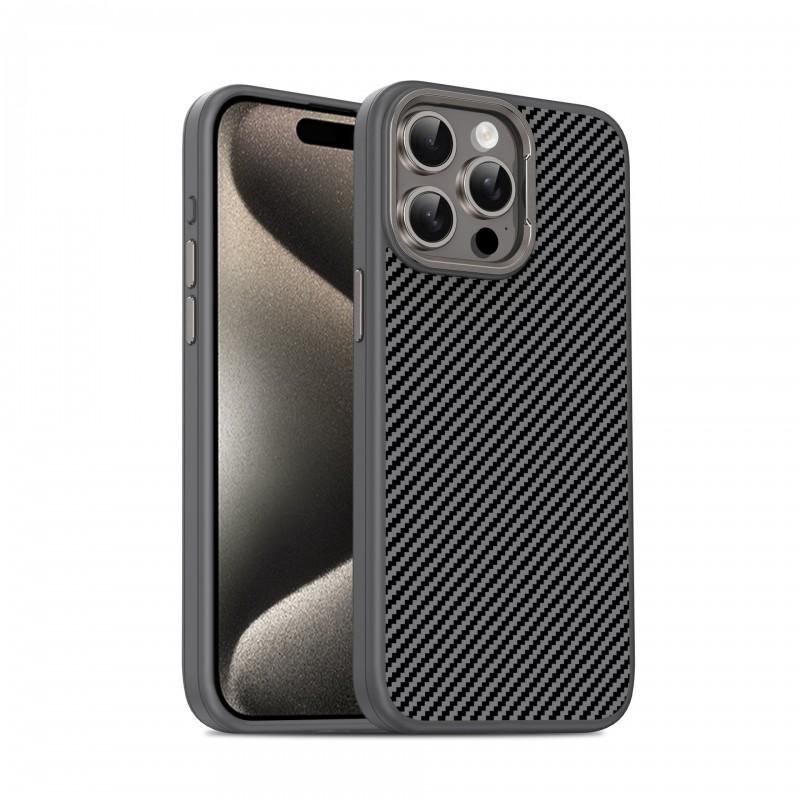 Carbon Fiber Texture TPUPC Hybrid Case IPhone 15 Pro Max 14 13 Shockproof Matte Cover