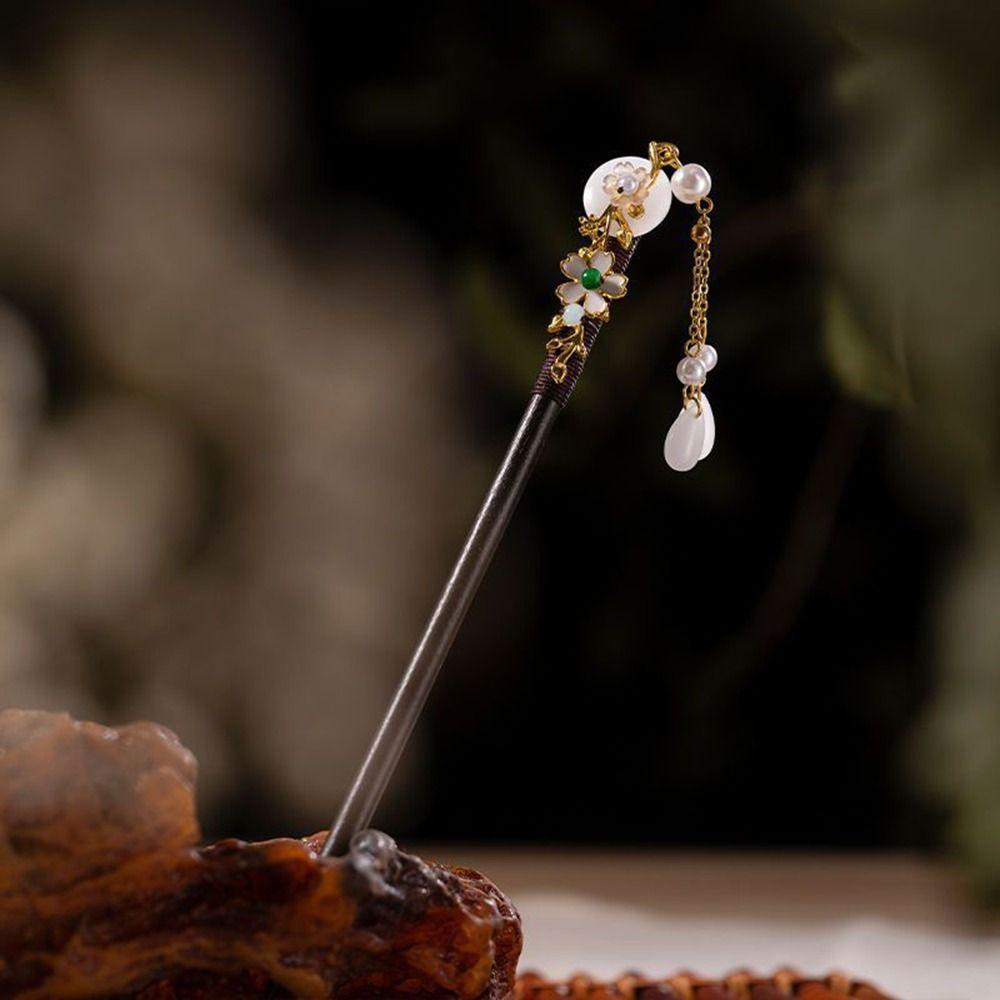 Hanfu Imitation  Flower Hair Sticks Hair Accessories Chinese Style Hairpin Wooden Hair Fork