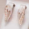 Gold Color Wave Shape Cubic Zirconia Earrings For Women Luxury Hollow Out Heart Drop Earrings Ethnic Jewelry