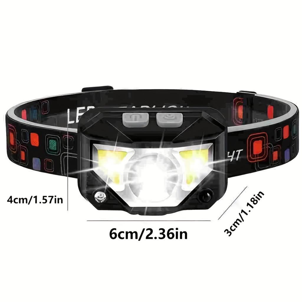 1200mAh Ultra Bright LED Rechargeable Headlight with Motion Sensor and 8 Lighting Modes Suitable for Outdoor Camping, Running, and Fishing