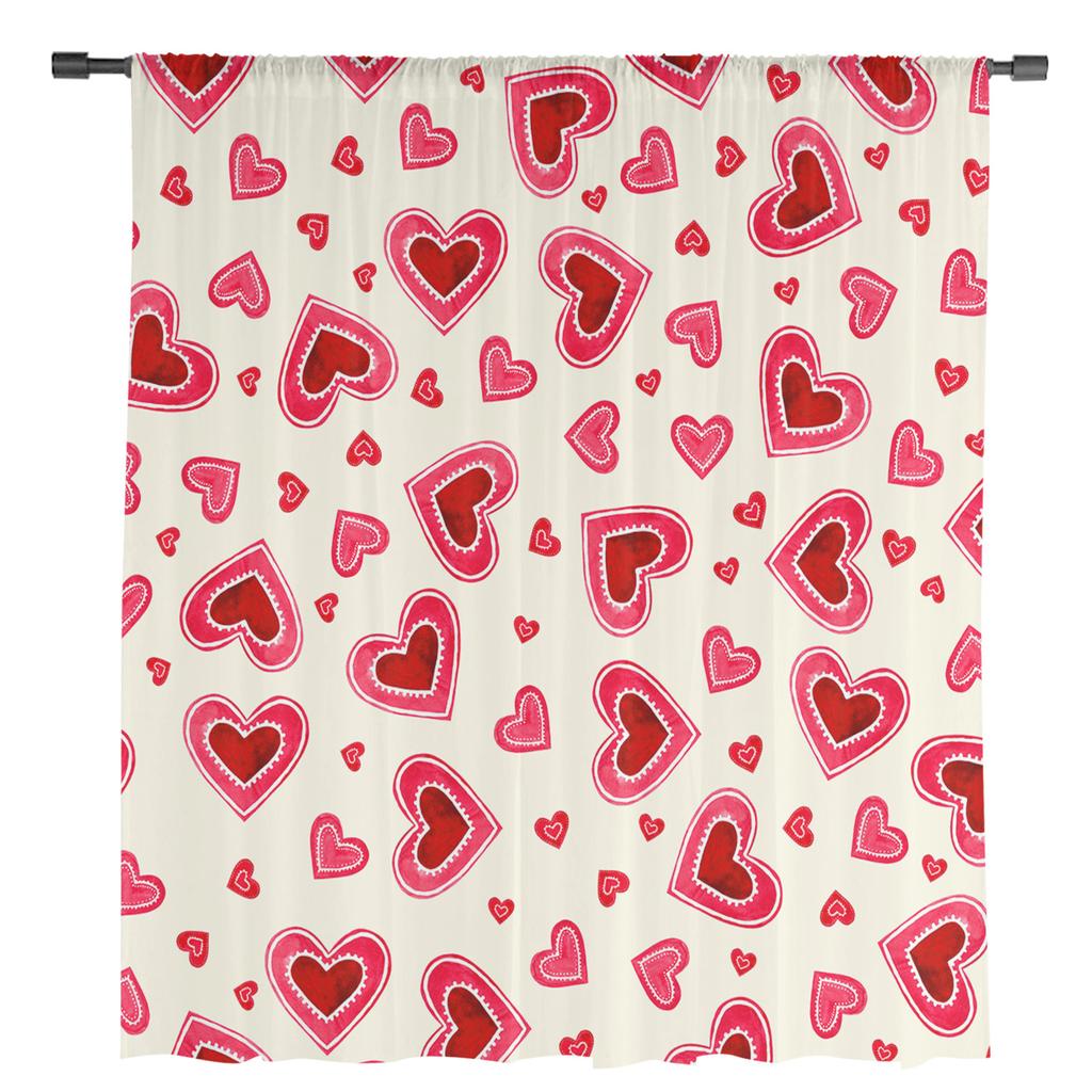 Акварель Любовь День святого Валентина Современные Тюль Шторы Для Гостиной Спальни Дома Кухни Окна Прозрачные Шторы