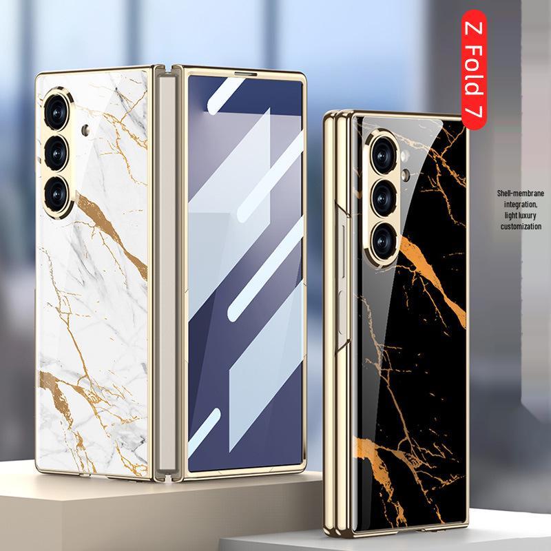 Сердце Мира: Гальванизированный стеклянный чехол для Samsung Z Fold7 - Модный, простой стиль, защитная накладка