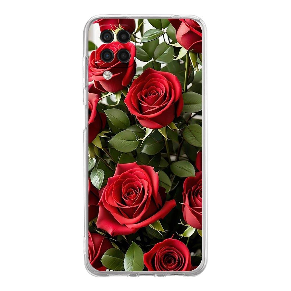 Красивый Чехол для Телефона с Красными Розами Для Samsung A13 A33 A73 A53 A23 A51 A71 A21S A12 A31 A41 A05s A03S A15 A25 A32 5G