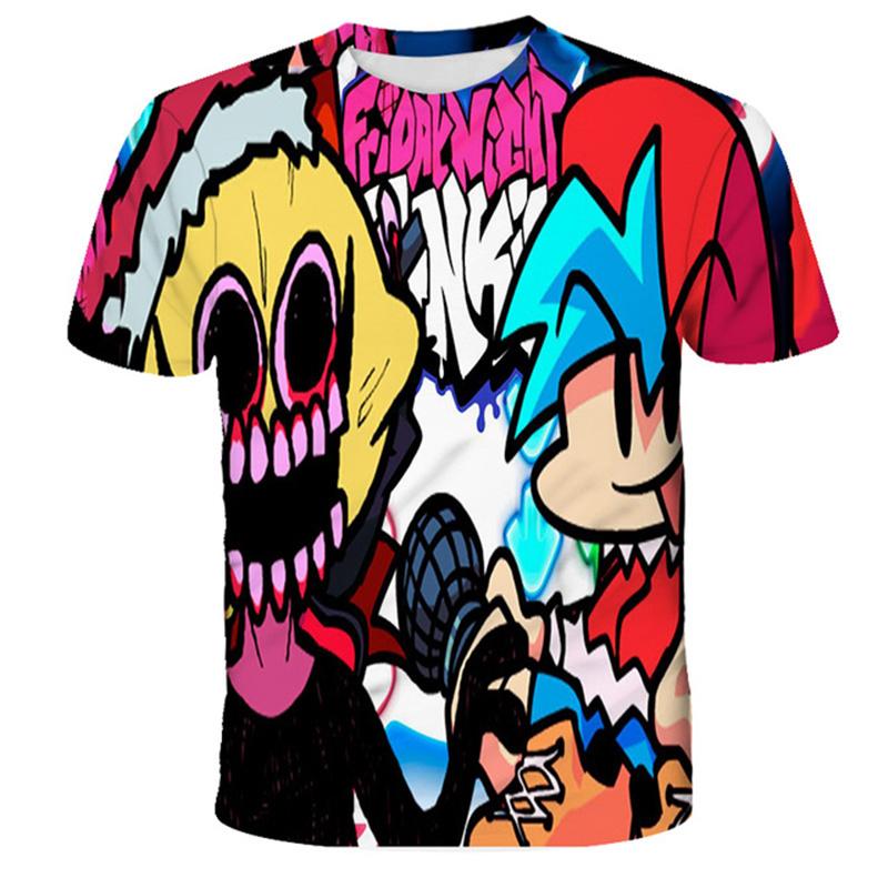 Футболки Fridany Night Funkin для мальчиков и девочек, летняя футболка с героями мультфильмов, детская одежда, повседневные топы с короткими рукавами, футболки, детские футболки