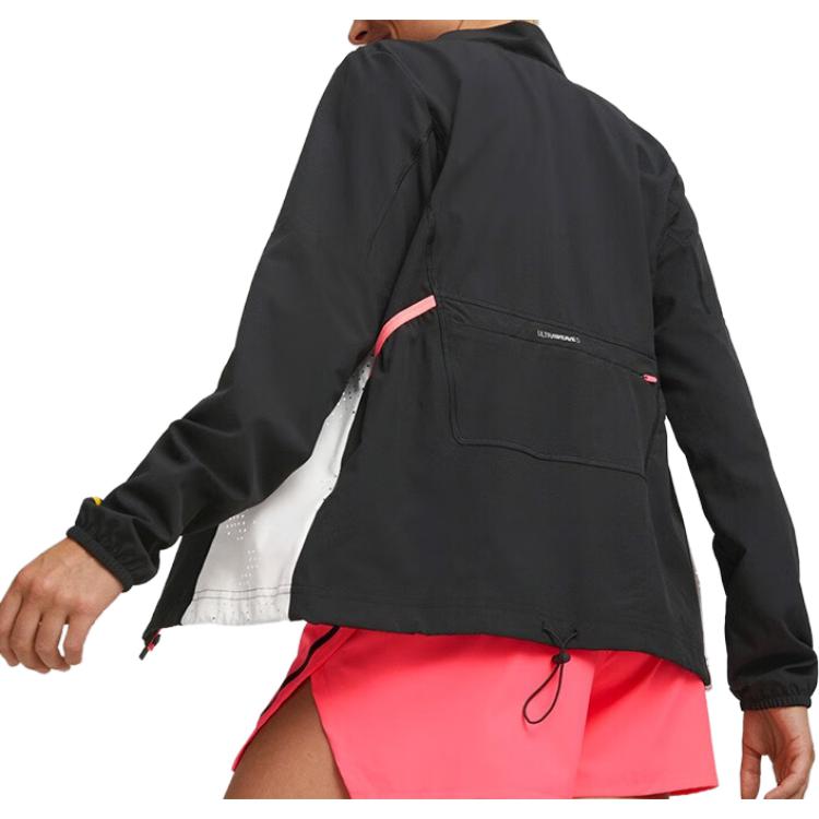 Puma Ретро спортивная куртка с воротником-стойкой, полосатая дышащая куртка на молнии, женские куртки, черная 522223-51