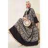 Women's Black Cream Patterned Viscose Hijab Dress 2423