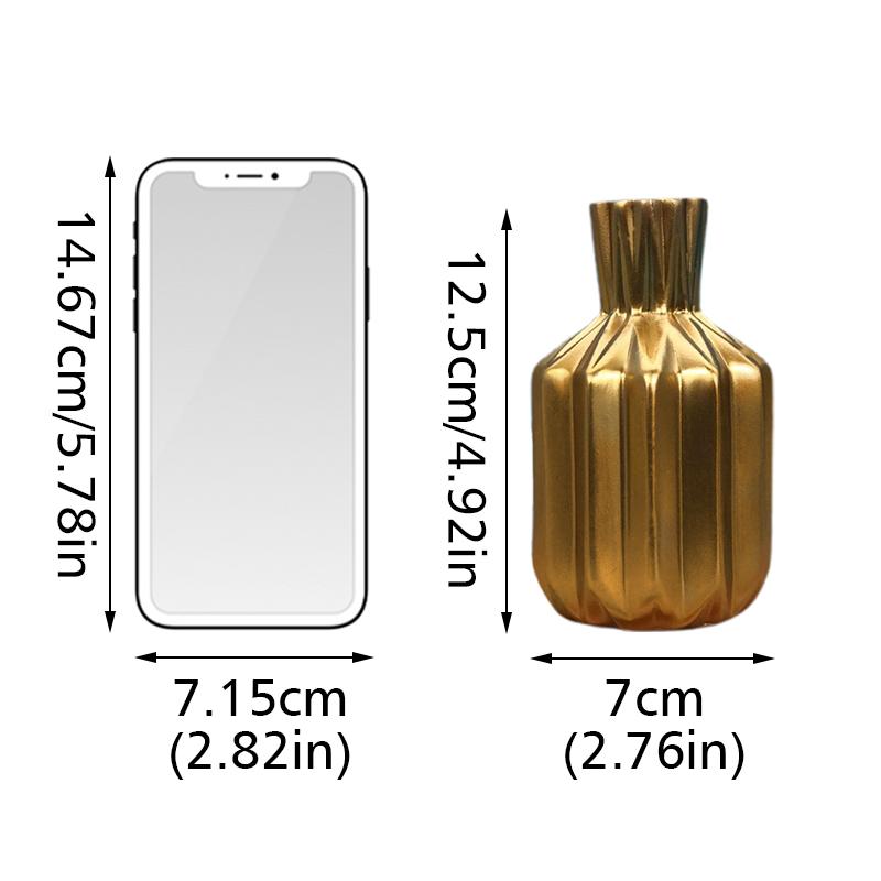 1PC Golden Resin Vase Light Luxury Cabinet Flower Vase Nordic Modern Flower Arrangement Pot Living Room Office Decoration