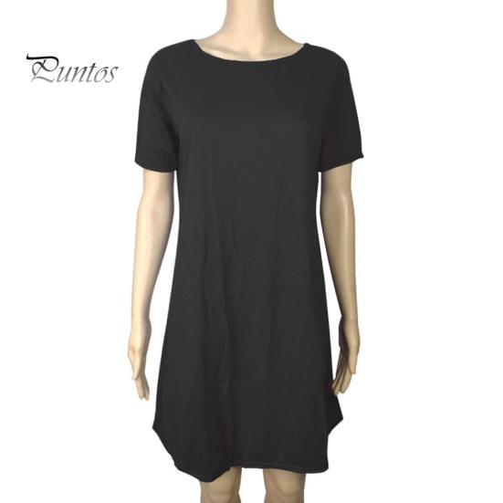 Летнее мини-платье с короткими рукавами, А-силуэтом, круглым вырезом, однотонное, длиной выше колена, простое короткое платье для свиданий, пляжное вечернее платье