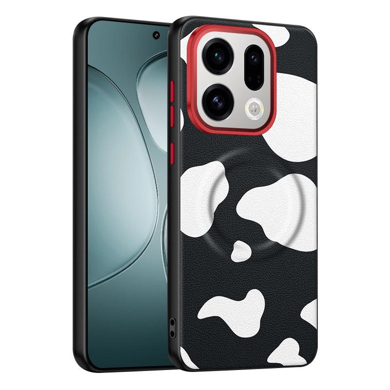 Чехол для Oppo Find X9 и Oppo Find X9 Pro Корова Зебра Кожа Магнитная Застежка Ключи Рамка для Камеры Защита от Отпечатков Пальцев Мягкий Чехол