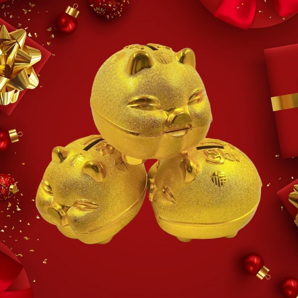 Plastic Pig Plastic Piggy Bank Gold Pig Coin Saving Box Decorative Pig Money Jar Home