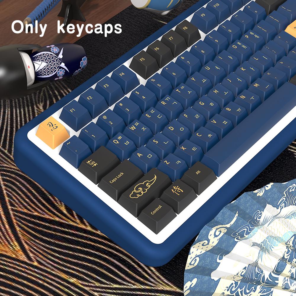 Red Blue Samurai Custom PBT Keycaps Brazilian Korean Japanese Spanish French ISO 7U Cherry Profile for Mechanical Keyboard DIY