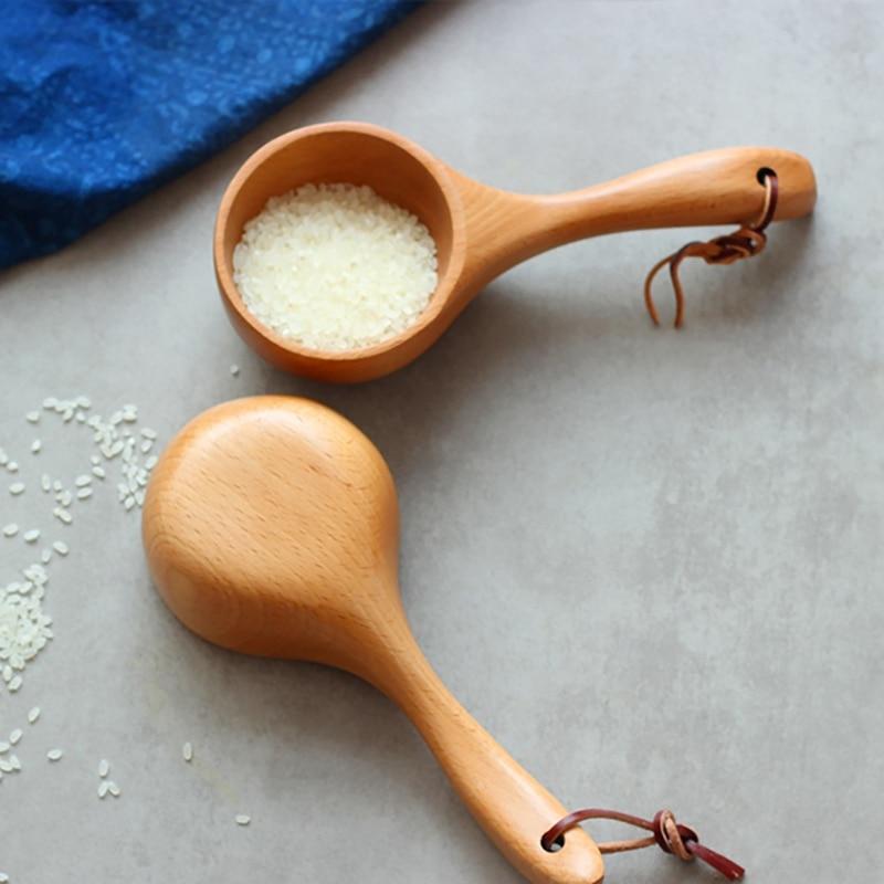 Совок из массива дерева с короткой ручкой, совок для риса, кухонный совок для воды, деревянная ложка, ложка для бани, сауны, деревянное ведро