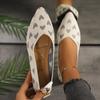 Women Shoes 2024 Spring Autumn New Pointed Knitted Love Print Shoes Shallow Mouth Flat Shoes Size 36-43 Zapatos Mujer Mocasines