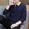 Мужская рубашка-поло осенне-зимняя деловая повседневная рубашка с лацканами для людей среднего и молодого возраста - тренд осени, футболка с длинным рукавом