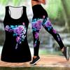 Flower Number Seven Print Yoga Outfit for Women Fashion Workout Leggings Fitness Sports Casual Yoga Set Sports Suit