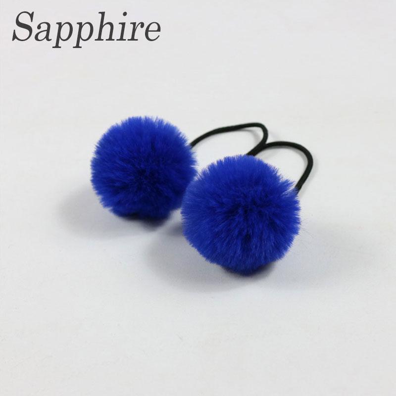 2Pcs Soft Furry Hair Ties Elastic Hair Bands Girls Hair Ring Fur Ball Hair Rope Rubber Band 5cm