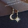 Asymmetrical Star Moon Earrings New Trendy Long Earrings Light Luxury Diamond Earrings Temperament Earrings for Women