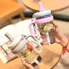 Бутылка для воды с ситечком для заваривания чая и трубочкой, герметичная, 'Счастливый живот', Спортивная бутылка для воды, Фитнес