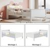 Wooden Bed 90 x 200 cm, USB and Type-C Combo Socket, Small LED Light, Headboard with Storage Function, Children's Bed, Single Bed, Pine Wood, White