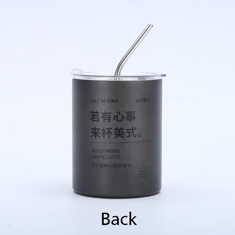 1Pc Vacuum Stainless Steel Kettle Double Layer Mug With Straw Coffee Mug Ice Urchin Coffee Mug