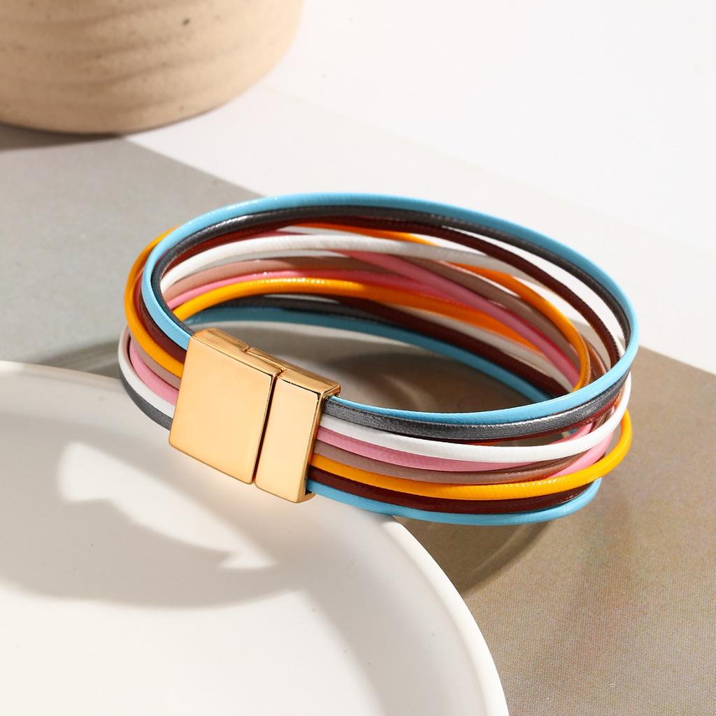 Colorful Bohemian Multi Layered Leather Wristband Jewelry Accessories Unisex Bracelet