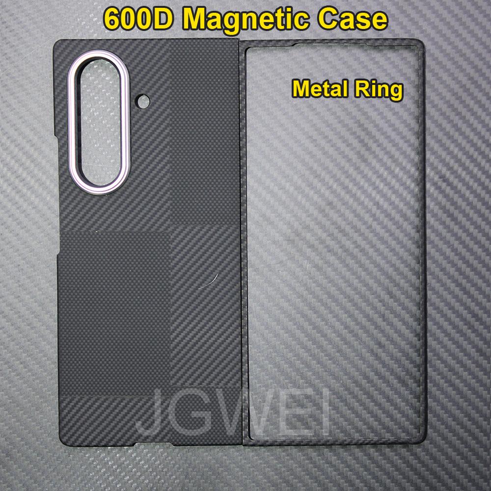 For samsung galaxy z fold 7 carbon case 600d kevlar aramid fiber fabric ultra thin hard cover magnetic balckSlimlightred premium