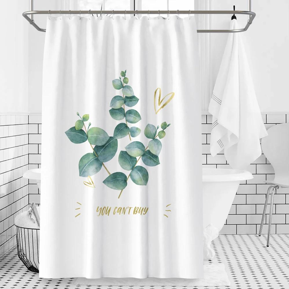 Tropical Green Plant Shower Curtain Leaves Printed Washable Bath Curtain Waterproof Polyester Fabric Bathroom Accessories Modern