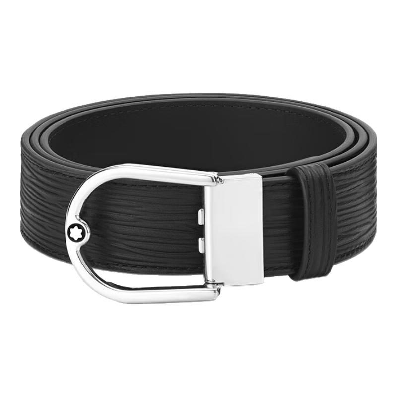 Montblanc Мужской кожаный ремень с пряжкой-подковой 3,5 см