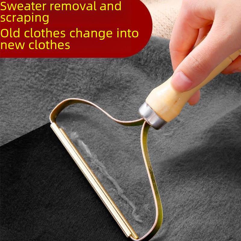 Ручная бритва с деревянной ручкой — удаление катышков и липких волос с помощью лезвия с медным покрытием