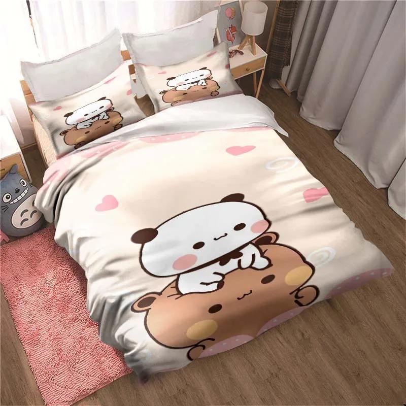 Bubu Dudu мультфильм милый медведь кавайный рождественский подарок комплект постельного белья двойной пододеяльник и наволочка размера King для детей комплект пододеяльника