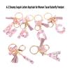 A-Z Dreamy Sequin Letters Keychain For Women Tassel Butterfly Pendant Initial Keyring Purse Suspension Bags Charms Car Key Chain