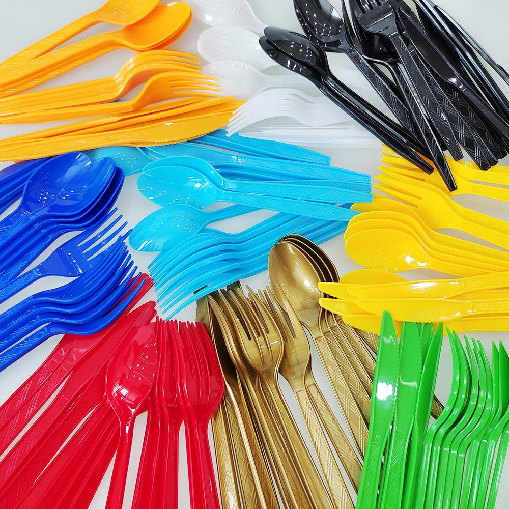 Disposable Knife Fork Spoon Cutlery Set Pink Blue Disposable Tableware Birthday Party Decorations Wedding Baby Shower Supplies