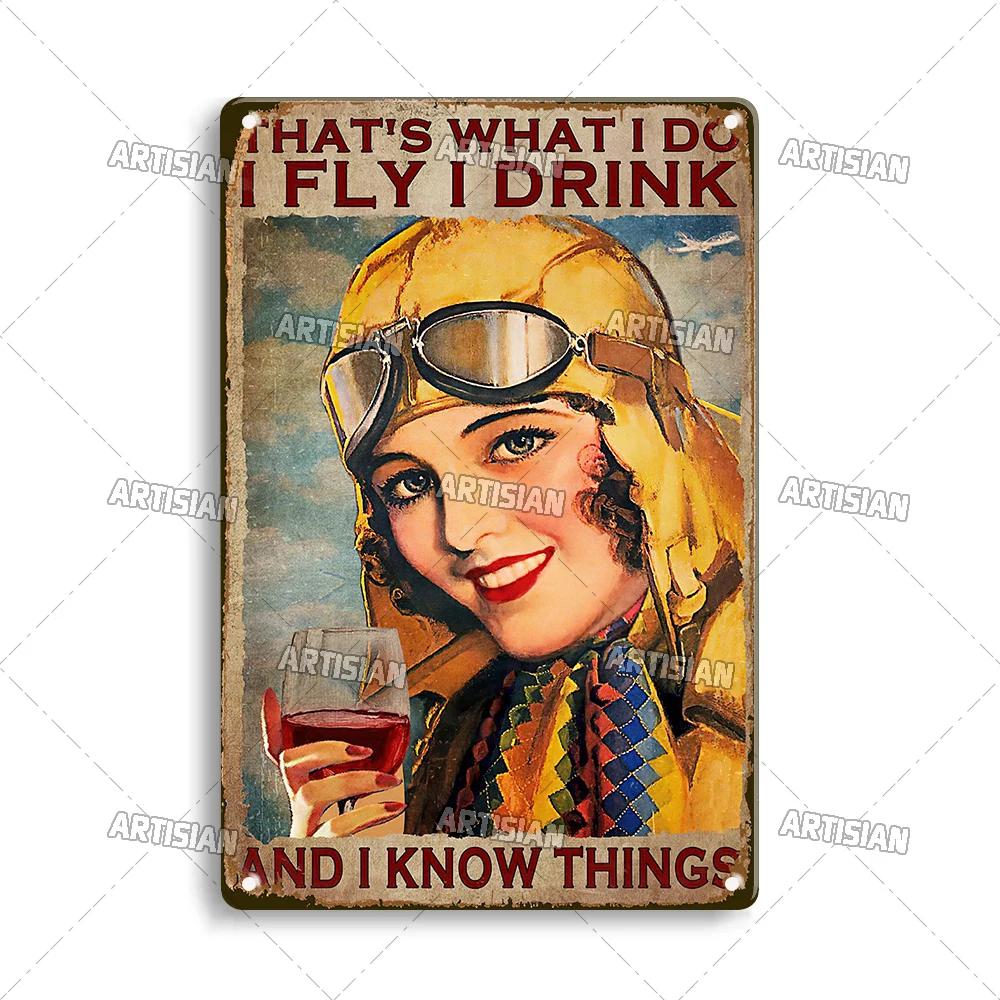 Artisian Pilot Metal Sign Flight Attendant Tin Plate Airplane Aviation Decorative Plaque Wall Decor Garage Bar Pub Club Hotel