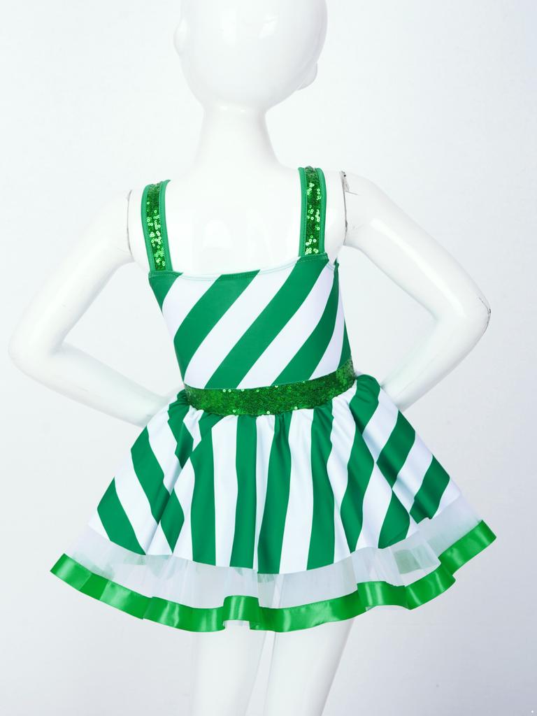 Детское танцевальное платье-пачка с блестками для девочек, купальник для рождественской вечеринки, костюм миссис Санта-Клауса Candy Cane